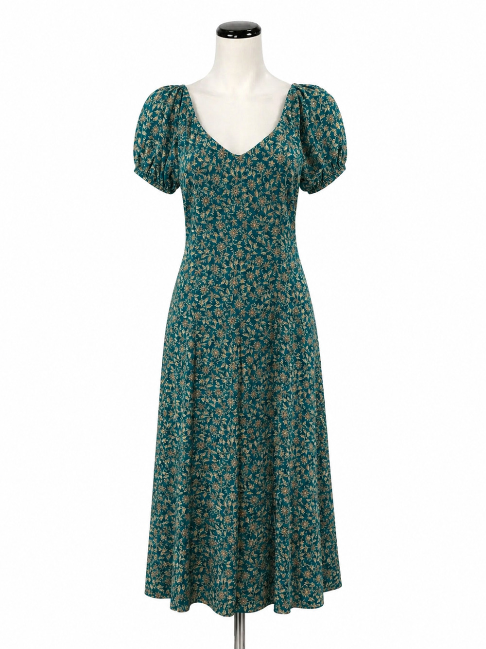 Madewell Teal & Tan Floral Smocked Back Maxi Dress Size 4